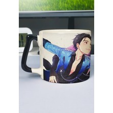 Zipzap Yuri On Ice Anime Baskılı Seramik Lüks Kupa (1 Adet) Özel Siyah Kulp Dalga Kulp V3D