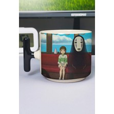 Zipzap Spirited Away Anime Baskılı Seramik Lüks Kupa (1 Adet) T Şeklinde Özel Siyah Kulp Dalga Kulp V4T