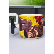 Zipzap Borderlands Baskılı Seramik Lüks Kupa (1 Adet) T Şeklinde Özel Siyah Kulp Dalga Kulp V5T