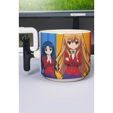 Zipzap Toradora! Anime Baskılı Seramik Lüks Kupa (1 Adet) T Şeklinde Özel Siyah Kulp Dalga Kulp V1T