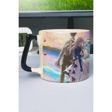 Zipzap Violet Evergarden Anime Baskılı Seramik Lüks Kupa (1 Adet) Özel Siyah Kulp Dalga Kulp V2D