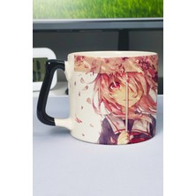 Zipzap Mirai Nikki Anime Baskılı Seramik Lüks Kupa (1 Adet) Özel Siyah Kulp Dalga Kulp V4D