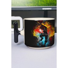 Zipzap Shoto Todoroki Anime Baskılı Seramik Lüks Kupa (1 Adet) T Şeklinde Özel Siyah Kulp Dalga Kulp V5T