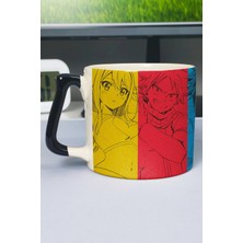 Zipzap Fairy Tail Anime Baskılı Seramik Lüks Kupa (1 Adet) Özel Siyah Kulp Dalga Kulp V5D