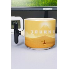 Zipzap Journey Baskılı Seramik Lüks Kupa (1 Adet) T Şeklinde Özel Siyah Kulp Dalga Kulp V2T