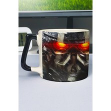 Zipzap Killzone Baskılı Seramik Lüks Kupa (1 Adet) Özel Siyah Kulp Dalga Kulp V2D