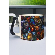 Zipzap Dota 2 Baskılı Seramik Lüks Kupa (1 Adet) Özel Siyah Kulp Dalga Kulp V2D