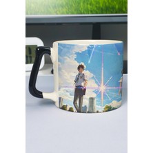 Zipzap Kimi No Na Wa Anime Baskılı Seramik Lüks Kupa (1 Adet) Özel Siyah Kulp Dalga Kulp V5D