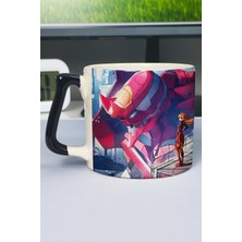 Zipzap Neon Genesis Evangelion Anime Baskılı Seramik Lüks Kupa (1 Adet) Özel Siyah Kulp Dalga Kulp V4D