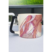 Zipzap Ddlc Baskılı Seramik Lüks Kupa (1 Adet) Özel Siyah Kulp Dalga Kulp V3D