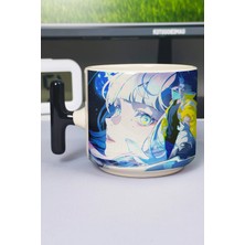 Zipzap Cyberpunk Edgerunners Anime Baskılı Seramik Lüks Kupa (1 Adet) T Şeklinde Özel Siyah Kulp Dalga Kulp V2T