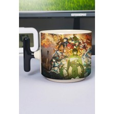 Zipzap The Rising Of The Shield Hero Anime Baskılı Seramik Lüks Kupa (1 Adet) T Şeklinde Özel Siyah Kulp Dalga Kulp V2T