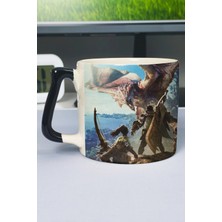 Zipzap Monster Hunter: World Baskılı Seramik Lüks Kupa (1 Adet) Özel Siyah Kulp Dalga Kulp V1D