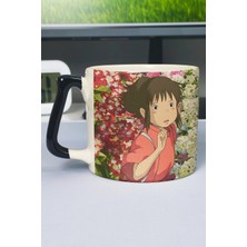Zipzap Spirited Away Anime Baskılı Seramik Lüks Kupa (1 Adet) Özel Siyah Kulp Dalga Kulp V1D