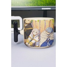 Zipzap Sousou No Frieren Anime Baskılı Seramik Lüks Kupa (1 Adet) T Şeklinde Özel Siyah Kulp Dalga Kulp V1T