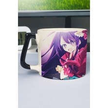 Zipzap Oshi No Ko Anime Baskılı Seramik Lüks Kupa (1 Adet) Özel Siyah Kulp Dalga Kulp V4D
