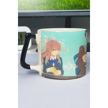 Zipzap Koe No Katachi Anime Baskılı Seramik Lüks Kupa (1 Adet) Özel Siyah Kulp Dalga Kulp V5D