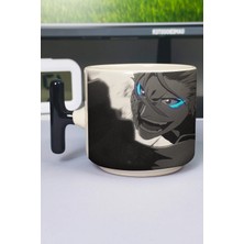 Zipzap Bleach Anime Baskılı Seramik Lüks Kupa (1 Adet) T Şeklinde Özel Siyah Kulp Dalga Kulp V5T