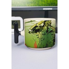 Zipzap Metal Gear Solid Baskılı Seramik Lüks Kupa (1 Adet) T Şeklinde Özel Siyah Kulp Dalga Kulp V5T