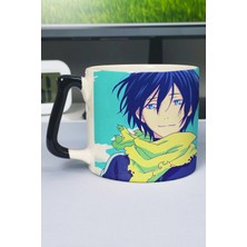 Zipzap Noragami Anime Baskılı Seramik Lüks Kupa (1 Adet) Özel Siyah Kulp Dalga Kulp V4D