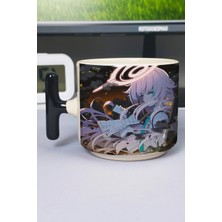 Zipzap Blue Archive Baskılı Seramik Lüks Kupa (1 Adet) T Şeklinde Özel Siyah Kulp Dalga Kulp V3T