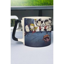 Zipzap Don't Starve Baskılı Seramik Lüks Kupa (1 Adet) Özel Siyah Kulp Dalga Kulp V5D
