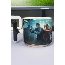 Zipzap Resident Evil Baskılı Seramik Lüks Kupa (1 Adet) T Şeklinde Özel Siyah Kulp Dalga Kulp V4T