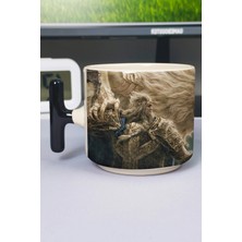 Zipzap Elden Ring Baskılı Seramik Lüks Kupa (1 Adet) T Şeklinde Özel Siyah Kulp Dalga Kulp V3T