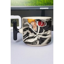 Zipzap Bleach Anime Baskılı Seramik Lüks Kupa (1 Adet) T Şeklinde Özel Siyah Kulp Dalga Kulp V1T
