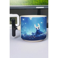 Zipzap Hollow Knight Baskılı Seramik Lüks Kupa (1 Adet) T Şeklinde Özel Siyah Kulp Dalga Kulp V4T