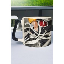 Zipzap Bleach Anime Baskılı Seramik Lüks Kupa (1 Adet) Özel Siyah Kulp Dalga Kulp V1D