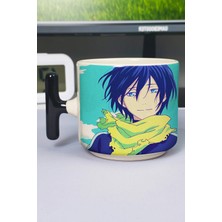 Zipzap Noragami Anime Baskılı Seramik Lüks Kupa (1 Adet) T Şeklinde Özel Siyah Kulp Dalga Kulp V4T