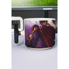 Zipzap Code Geass Anime Baskılı Seramik Lüks Kupa (1 Adet) T Şeklinde Özel Siyah Kulp Dalga Kulp V3T