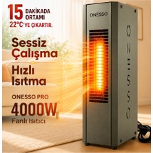 Onesso Pro 4000W Sessiz Elektrikli Fanlı Isıtıcı - 3 Modlu Termostatlı (40M²'YE Kadar Etkili, 2sn Hızlı Isınma, Ev & Ofis & Atölye) 2 Yıl Garantili
