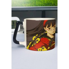 Zipzap Persona 4 Baskılı Seramik Lüks Kupa (1 Adet) Özel Siyah Kulp Dalga Kulp V4D