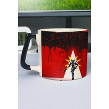Zipzap Ultrakill Baskılı Seramik Lüks Kupa (1 Adet) Özel Siyah Kulp Dalga Kulp V5D