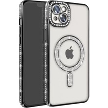 Esplendor Newface Apple iPhone 15 Kılıf Joke Simli Magneticsafe Kılıf - Siyah