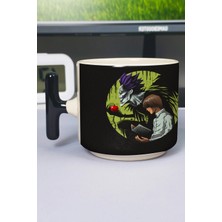 Zipzap Death Note Anime Baskılı Seramik Lüks Kupa (1 Adet) T Şeklinde Özel Siyah Kulp Dalga Kulp V5T