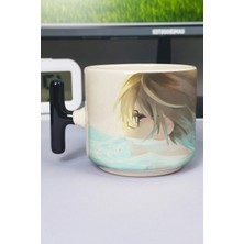 Zipzap Sangatsu No Lion Anime Baskılı Seramik Lüks Kupa (1 Adet) T Şeklinde Özel Siyah Kulp Dalga Kulp V4T