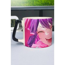 Zipzap Oshi No Ko Anime Baskılı Seramik Lüks Kupa (1 Adet) Özel Siyah Kulp Dalga Kulp V3D