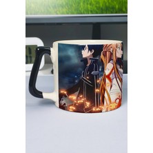 Zipzap Sword Art Online Anime Baskılı Seramik Lüks Kupa (1 Adet) Özel Siyah Kulp Dalga Kulp V2D