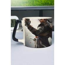 Zipzap Ghost Of Tsushima Baskılı Seramik Lüks Kupa (1 Adet) Özel Siyah Kulp Dalga Kulp V3D