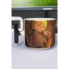 Zipzap Youjo Senki Anime Baskılı Seramik Lüks Kupa (1 Adet) T Şeklinde Özel Siyah Kulp Dalga Kulp V5T