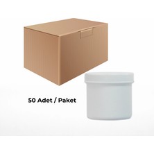 Labbakkal Plastik Numune Kabı 50 ml 50 Adet – Vida Kapaklı Beyaz Pomad Kutusu