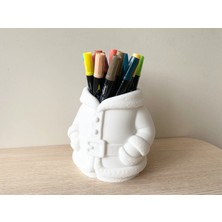 Demirhan3D 🎅 Santa Kalem Tutucu | Beyaz | Pla Doğa Dostu Masaüstü Kalem Organizeri | 12,6 x 9 x 11 cm