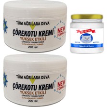 Alvera Collection 2 Tane Çörek Otu Kremi Xl Box Büyük Boy White 200 ml + Yanında 2 Tane Snow Kitten 50 ml Menthol Balm / Diz Dirsek Iskelet Sırt Bel Kas Agrilarina Masaj Seti