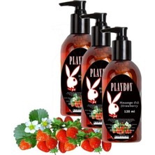 Alvera Collection Playboy Strawberry Massage Oil 3 Adet Çilek Aromalı Vücut Masaj Yağı