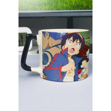 Zipzap Gurren Lagann Anime Baskılı Seramik Lüks Kupa (1 Adet) Özel Siyah Kulp Dalga Kulp V3D