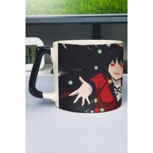 Zipzap Kakegurui Anime Baskılı Seramik Lüks Kupa (1 Adet) Özel Siyah Kulp Dalga Kulp V2D