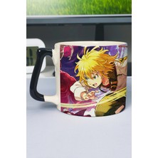Zipzap Nanatsu No Taizai Anime Baskılı Seramik Lüks Kupa (1 Adet) Özel Siyah Kulp Dalga Kulp V1D